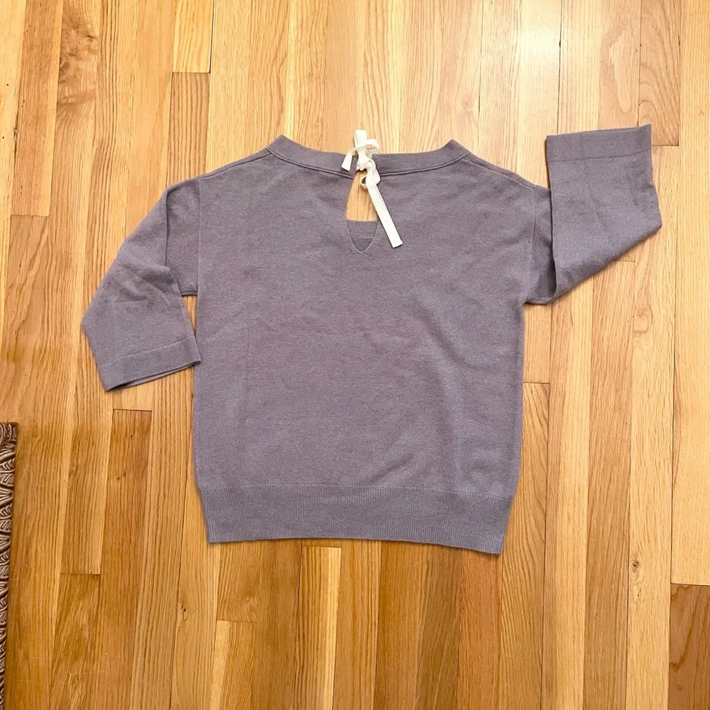 J. crew 3/4 sleeve keyhole bow tie back sweater